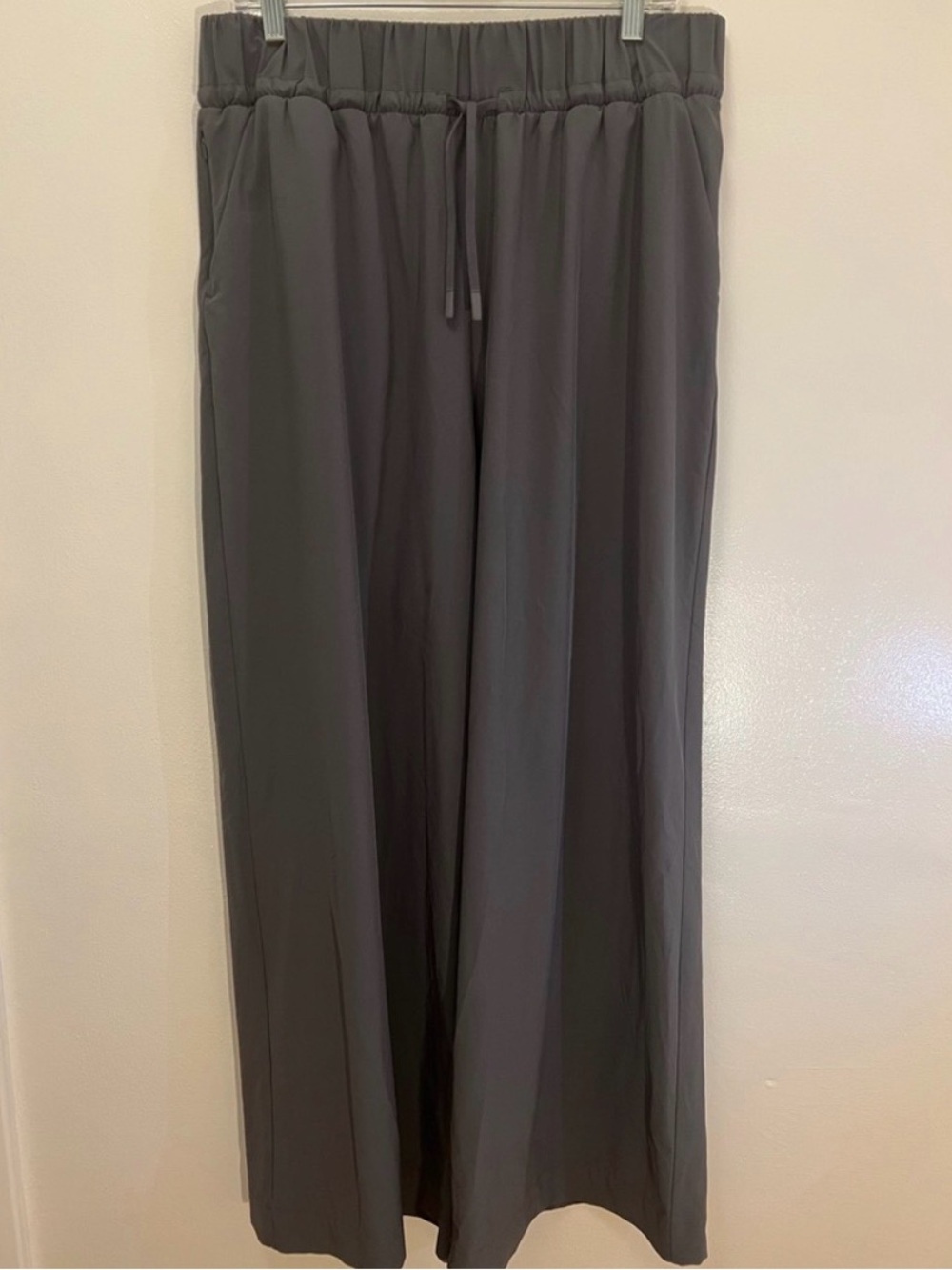 Wide Leg Drawstring Pants - Gray